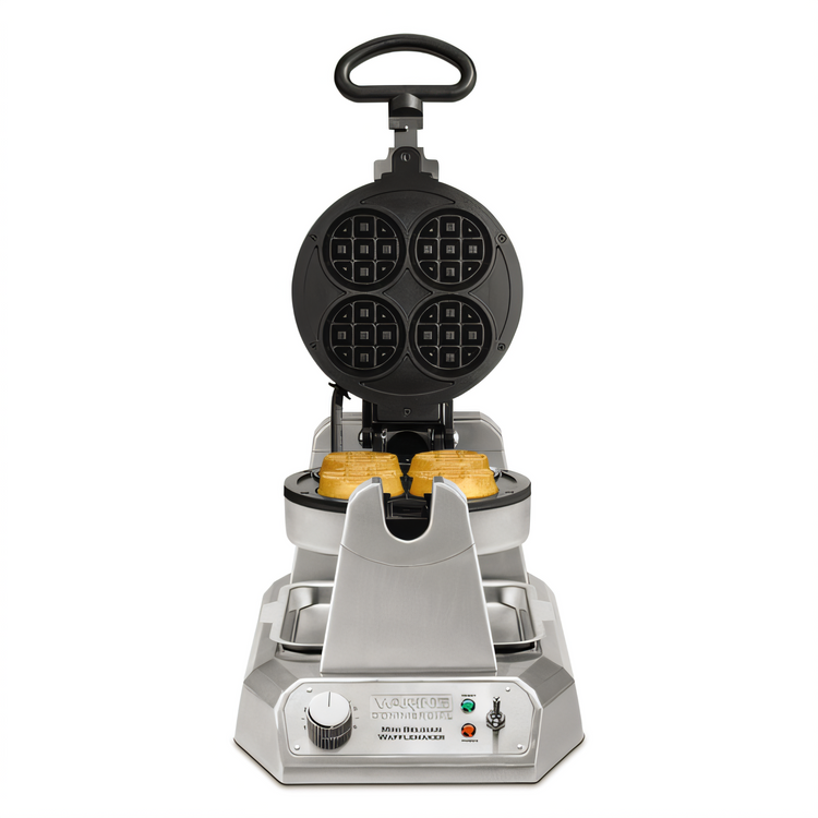 Product image #2 for Waring Commercial Countertop Rotary Mini Belgian Waffle Maker, Single, 4-Waffle Capacity