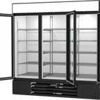 Thumbnail image #2 for Beverage Air MarketMax™ MMR72HC-1-B-WINE 3-Section Reach-In Wine Merchandiser, 3 Hinged Glass Doors, Bottom-Mount, Black, 70.19 Cu. Ft.