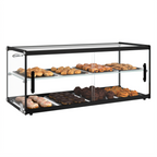 Thumbnail image #2 for KoolMore 36-Inch Countertop Self-Service 2-Tier Pastry Display Case with Sliding Glass Doors, Black Aluminum Frame, 4.2 Cu. Ft.