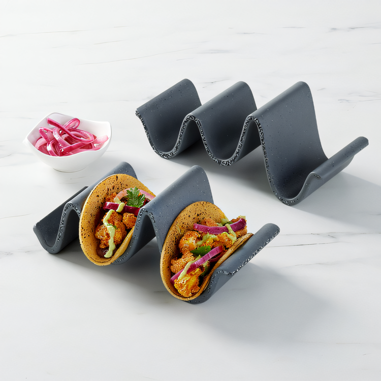 Product image #2 for American Metalcraft Whimsical Gray Melamine 3-Compartment Taco Holder