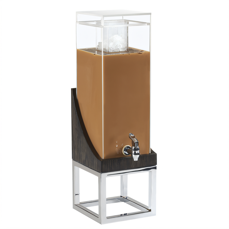 Product image #2 for Cal-Mil Cinderwood 3-Gallon Square Beverage Dispenser with Ice Chamber and Drip Tray