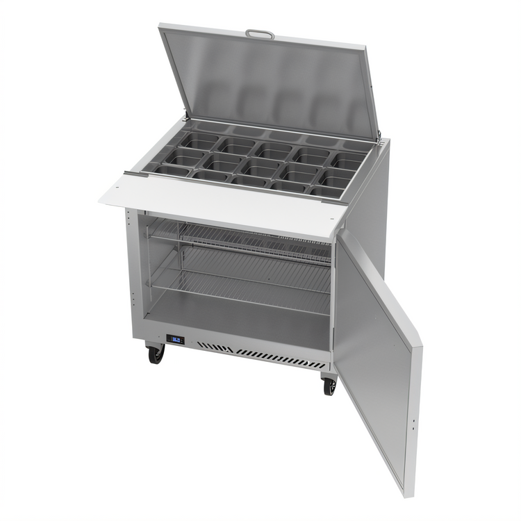 Product image #2 for Victory UltraSpec V-Core 36-Inch One-Section Self-Contained Mega Top Sandwich Prep Refrigerator with 15-Pan Opening