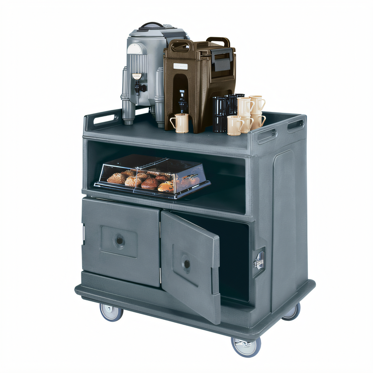 Product image #2 for Cambro Flat Top Beverage Service Cart with 2 Insulated Compartments and Solid Undershelf