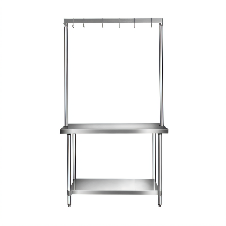 Product image #2 for Klinger's Trading 72-Inch Adjustable U-Shaped Table-Mounted Pot Rack with Double-Prong Hooks