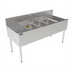 Thumbnail image #2 for Top Shelf TSF Series Three-Compartment Stainless Steel Underbar Sink Unit with Left and Right Drainboards, 60 x 24 Inch