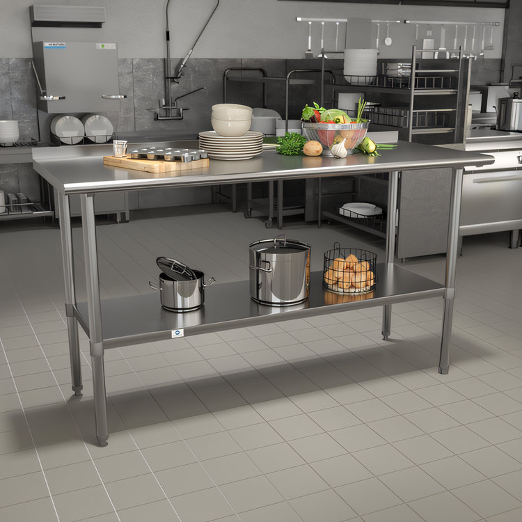Product image #2 for Flash Furniture 60-Inch Stainless Steel Prep and Work Table with 1.5-Inch Backsplash and Undershelf