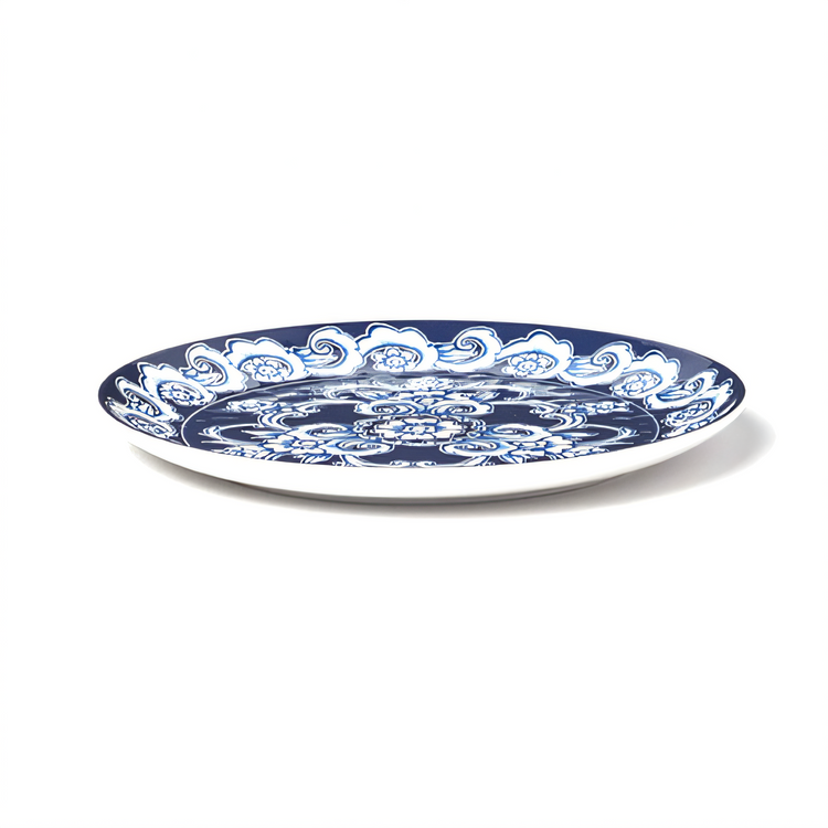 Product image #2 for American Metalcraft Isabella 11-Inch Round Melamine Plate, Blue and White Floral Pattern