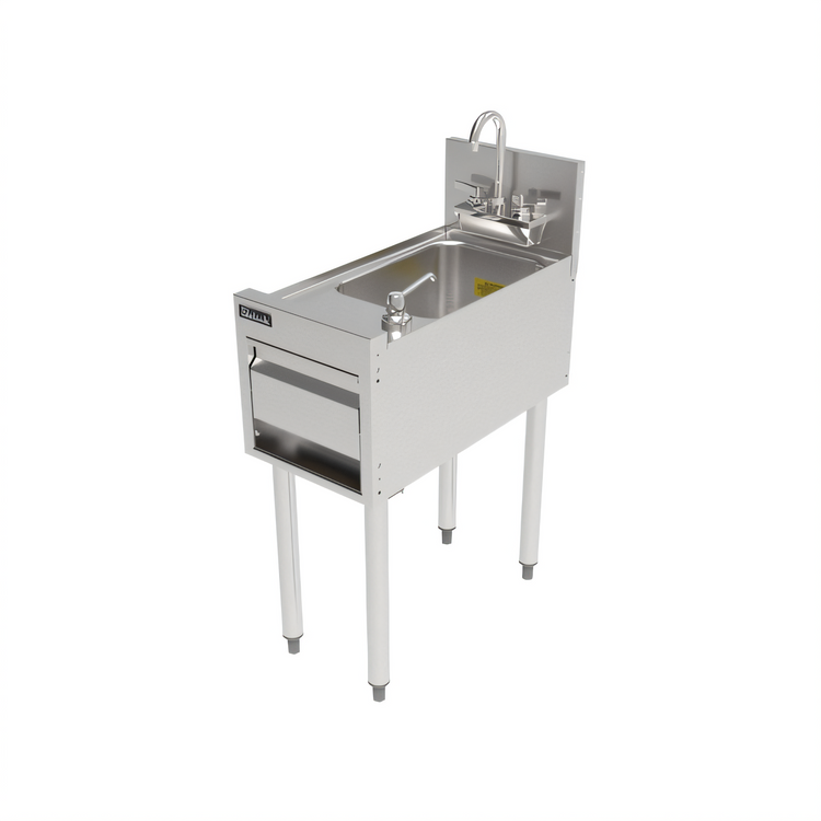 Product image #2 for Perlick Top Shelf 12-Inch Full-Depth Freestanding Underbar Hand Sink with Integrated Soap and Paper Towel Dispensers