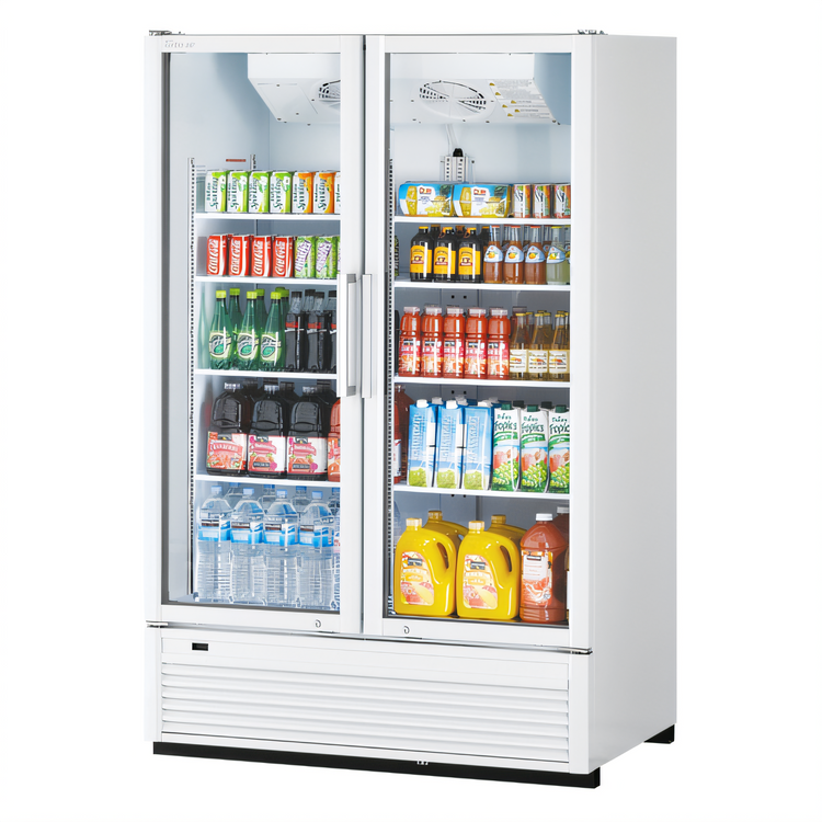Product image #2 for Turbo Air Super Deluxe Two-Section Glass Door Refrigerated Merchandiser, 44.2 Cu. Ft., Self-Contained Bottom-Mounted, Hinged Double-Pane Doors