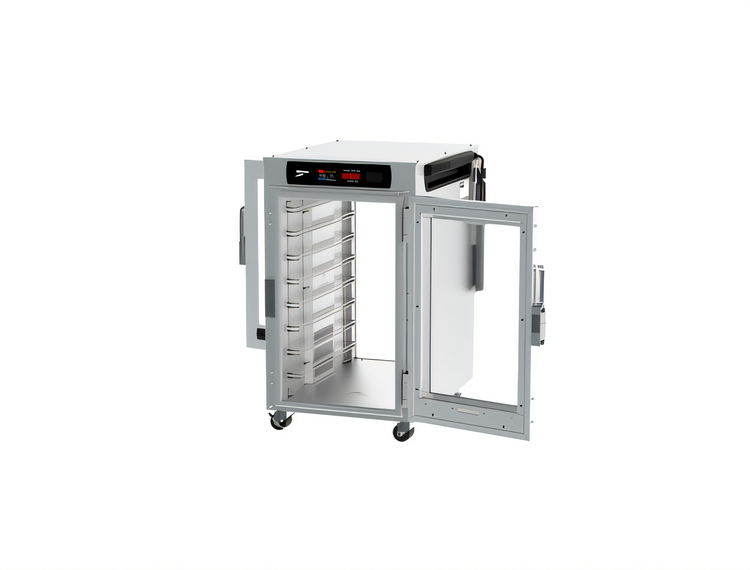 Product image #2 for Metro HotBlox Narrow 8-Pan Pass-Thru Undercounter Heated Holding Cabinet with Digital Touchscreen and Clear Front/Rear Doors