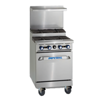 Pro Series 24-Inch Gas Restaurant Range with 4 Burners and Space Saver Oven