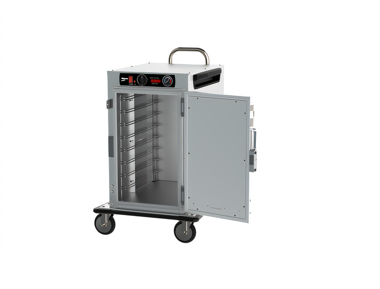 Product image #2 for Metro HotBlox Insulated Narrow 8-Pan Half-Height Heated Transport Cabinet with Solid Door and Analog Controls