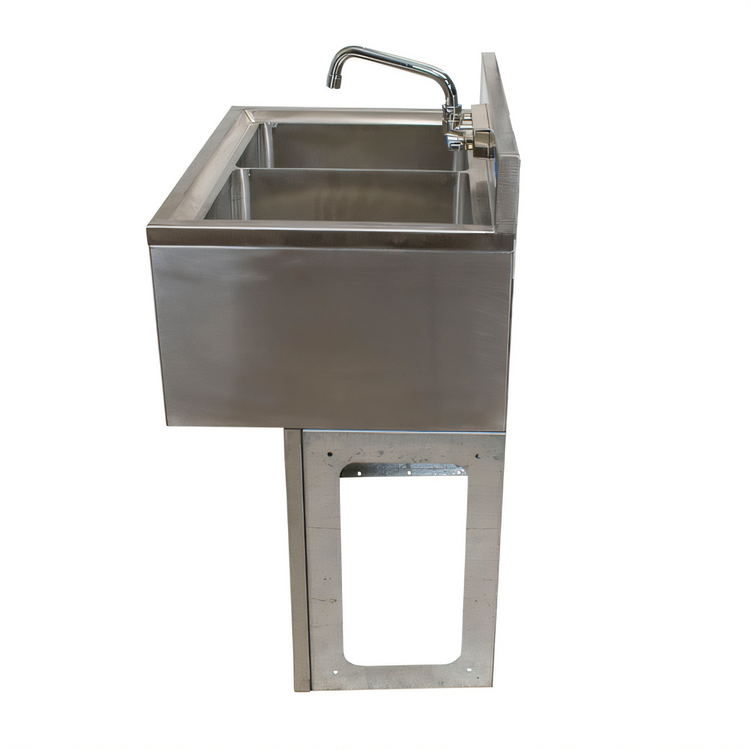 Product image #2 for 48-Inch Slim-Line 3-Compartment Stainless Steel Underbar Sink with Right Drainboard, Backsplash, and Faucet
