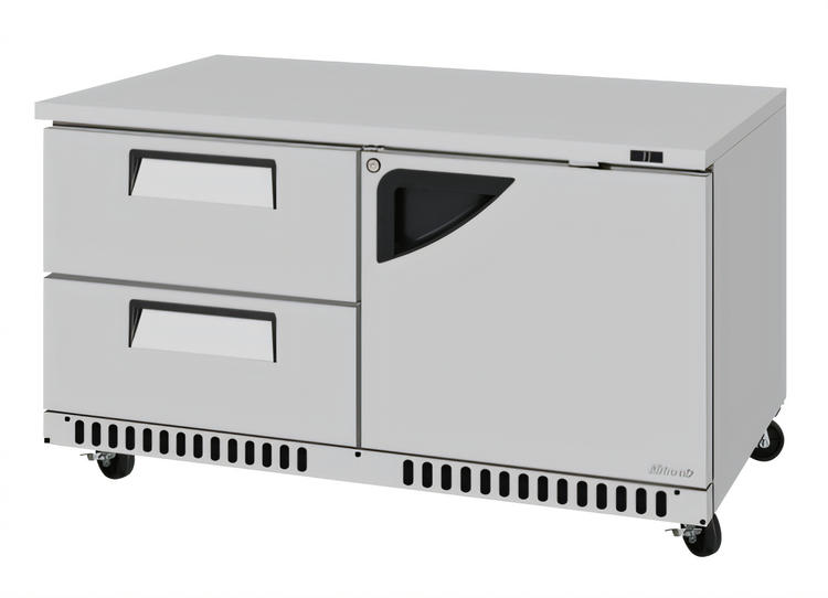 Product image #2 for Turbo Air Super Deluxe Series 60-1/4 Inch Two-Section Undercounter Refrigerator with 1 Solid Door and 2 Drawers, 14.8 Cu. Ft., Front Breathing Airflow