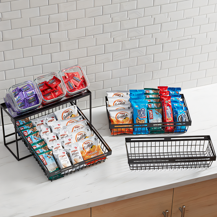 Product image #2 for American Metalcraft Nestable Rectangular Metal Serving Basket, 15 x 12 Inch, Black