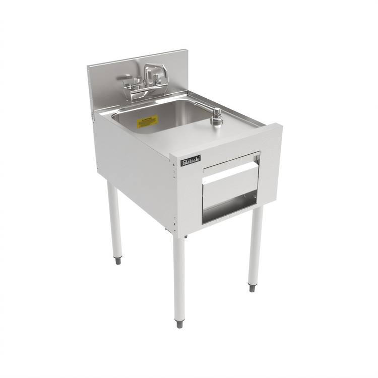 Product image #2 for Perlick Top Shelf 18-Inch Wide x 24-Inch Deep Full-Depth Freestanding Underbar Hand Sink with Integrated Soap and Paper Towel Dispensers
