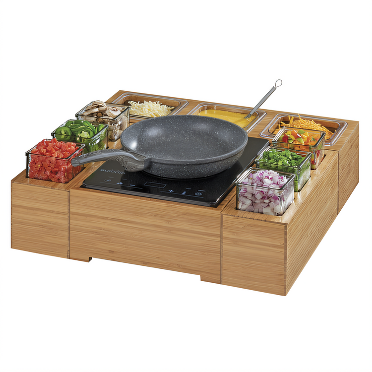 Product image #2 for Cal-Mil Bamboo 12-3/4 Inch Square Glass-Top Countertop Commercial Induction Cooktop