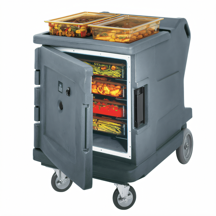 Product image #2 for Cambro Camtherm Low Profile Electric Hot Holding Cart, Single Door, 11 Sheet Pan Capacity, Granite Gray