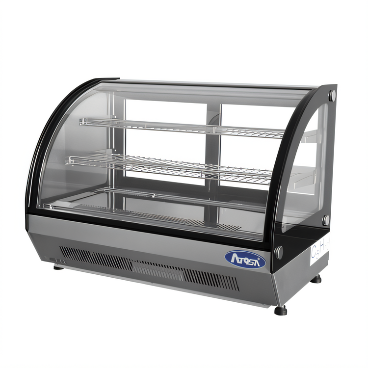 Product image #2 for Atosa CRDC-46 Countertop Curved-Front Refrigerated Display Case, 4.6 Cu. Ft., Rear Sliding Doors, 115V