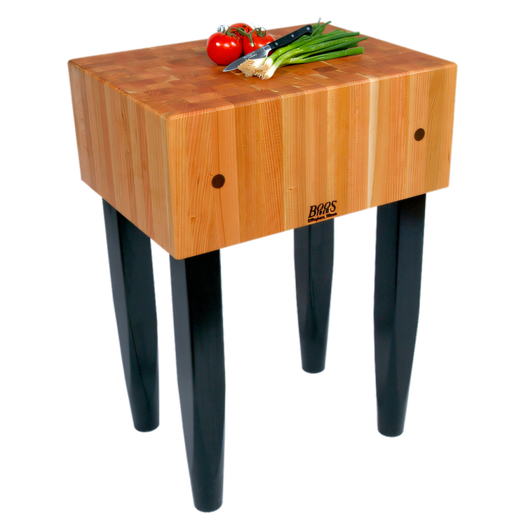 Product image #2 for John Boos Rouge et Noir Le Bloc 24 x 24 x 34 Inch Stationary End Grain Cherry Butcher Block Work Table