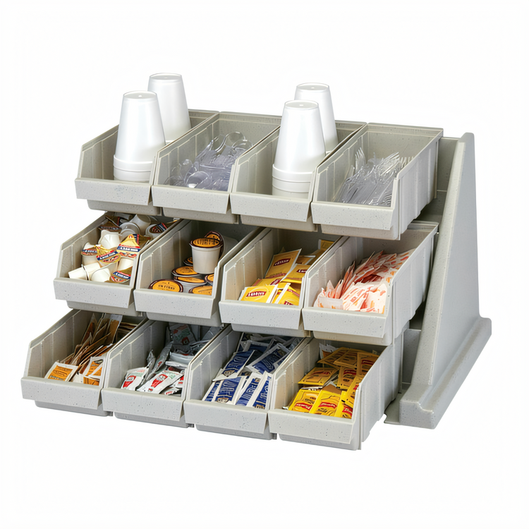 Product image #2 for Cambro Versa 12-Bin Wall-Mount Organizer Rack, Polyethylene, Speckled Gray