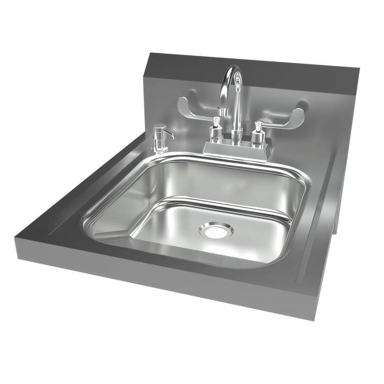 Product image #2 for BK Resources ADA Wall-Mounted Hand Sink with Faucet, Soap Dispenser, and Drain, 16 x 14 Inches