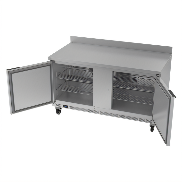 Product image #2 for Beverage-Air 60-Inch Two-Section Worktop Refrigerator with Solid Doors, 14.75 Cu. Ft.