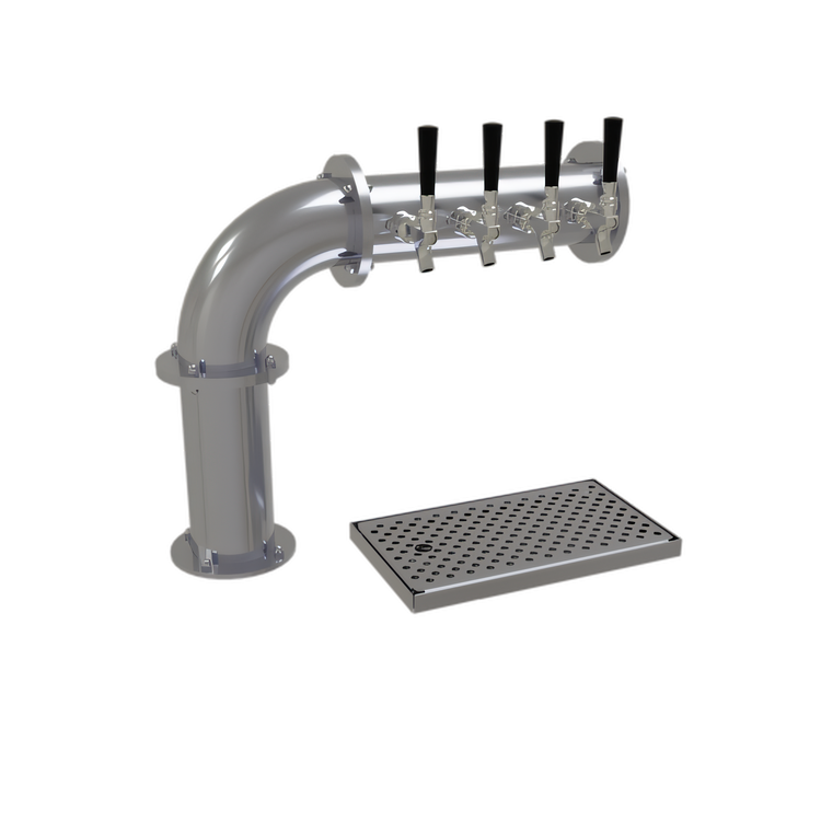 Product image #2 for Glastender Countertop Pipe Cantilever Draft Dispensing Tower with 4 Stainless Steel Faucets, Air-Cooled
