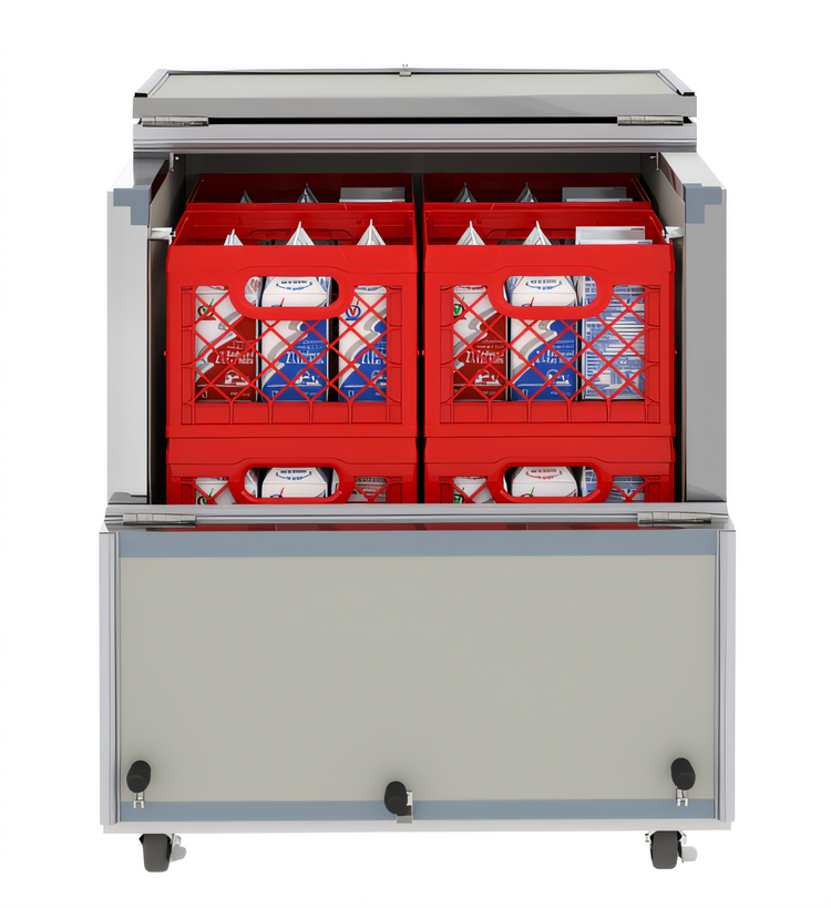 Product image #2 for KoolMore 34-Inch Freestanding Commercial Milk Cooler, 8-Crate Capacity, Dual Vertical Swing Doors