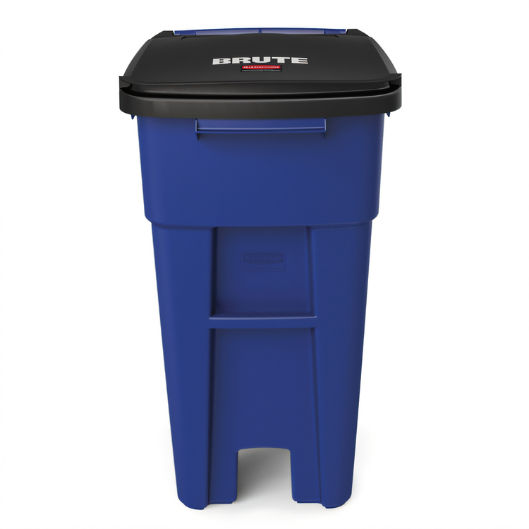 Product image #2 for Rubbermaid Commercial BRUTE 32 Gallon 2-Wheel Rollout Trash Cart with Hinged Lid, Blue