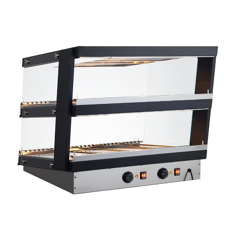 Product image #2 for Omcan Heated Pass-Through Hot Food Display Station, 2-Shelf Full-Service Countertop, 3.6 Cu. Ft., 120V