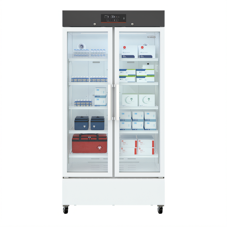 Product image #2 for KoolMore 27 Cu. Ft. Medical Vaccine Refrigerator with 2 Swing Glass Doors and Multi-Level Emergency Alarms