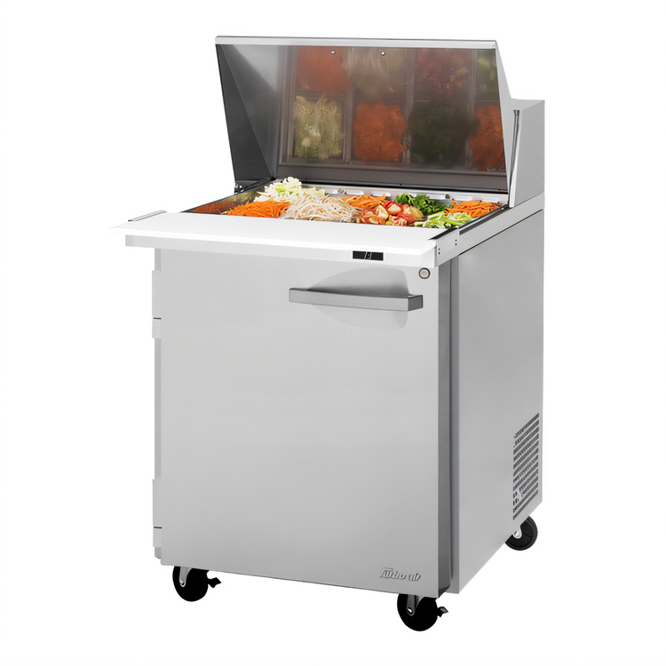 Product image #2 for Turbo Air PRO Series Mega Top Sandwich/Salad Prep Table, 1 Section, 12-Pan, 1 Solid Door, Rear-Mount Self-Contained Refrigeration