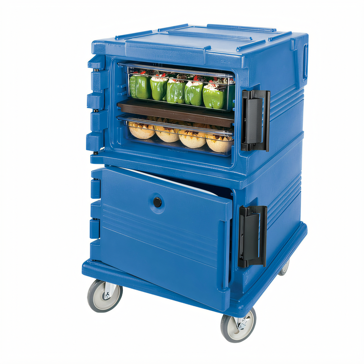 Product image #2 for Cambro Ultra Camcart® Double-Compartment Front-Loading Insulated Food Pan Carrier, 90 Qt., Navy Blue