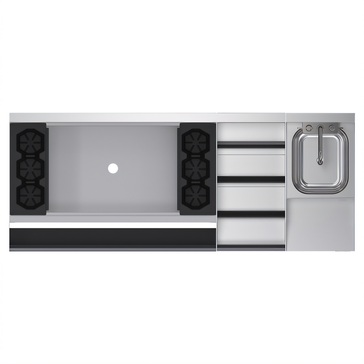 Product image #2 for Krowne Royal Series 60-Inch Underbar Ice Bin/Cocktail Station with 36-Inch Center Ice Bin, 10-Circuit Cold Plate, Blender Sink, and Liquor Display