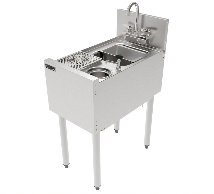 Product image #2 for Perlick Top Shelf Series 14-Inch Underbar Prep Sink with Sink Bowl, Glass Rinser, and Tool Well Faucet