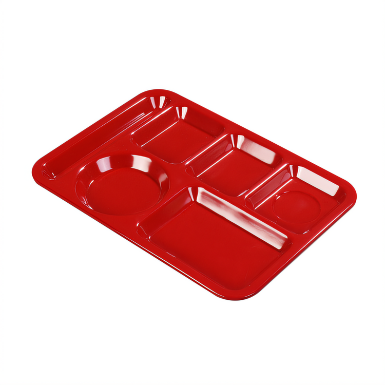 Product image #2 for Carlisle Left-Handed 6-Compartment Rectangular Tray, 13-7/8 x 10 Inch, Red Polypropylene