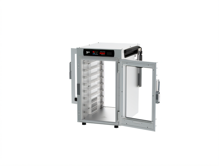 Product image #2 for Metro HotBlox Narrow 8-Pan Pass-Thru Countertop/Stacking Insulated Holding Cabinet with Digital Touchscreen and Clear Doors