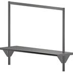Thumbnail image #2 for John Boos OSP16FK-1260 Pot Rack Mounted Work Table Shelf, Flat Top, Stallion Safety Edge, 60"W x 12"D x 18"H, 16-Gauge Stainless Steel