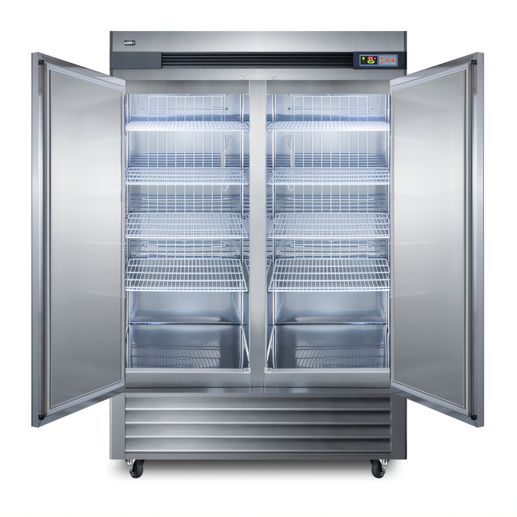 Product image #2 for Summit Commercial SCFF497 Upright Reach-In All-Freezer, 49 Cu. Ft., Two-Section, Stainless Steel