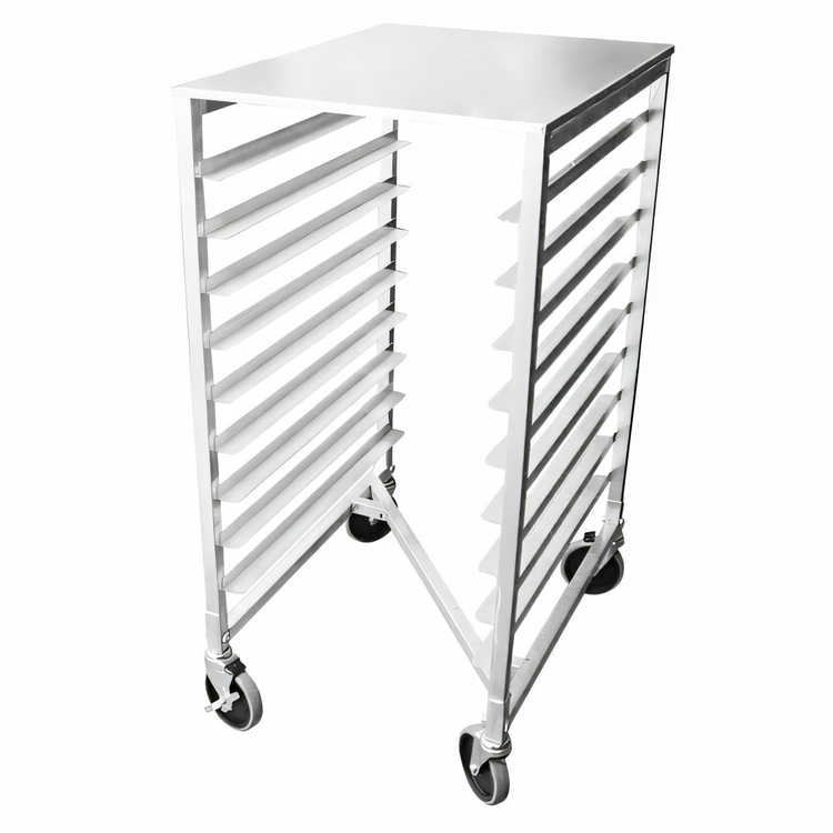 Product image #2 for Full-Size Mobile Aluminum Side-Load Pan Rack, 9-Pan Capacity