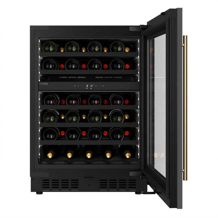 Product image #2 for KoolMore 2-Section Dual Zone Reach-In Wine Cooler with Glass Doors and Wooden Shelves