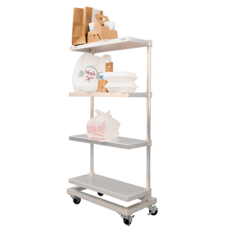 Product image #2 for New Age Mobile Aluminum To-Go Shelving Unit with Solid Adjustable Shelves, 30 x 16 x 60 Inches