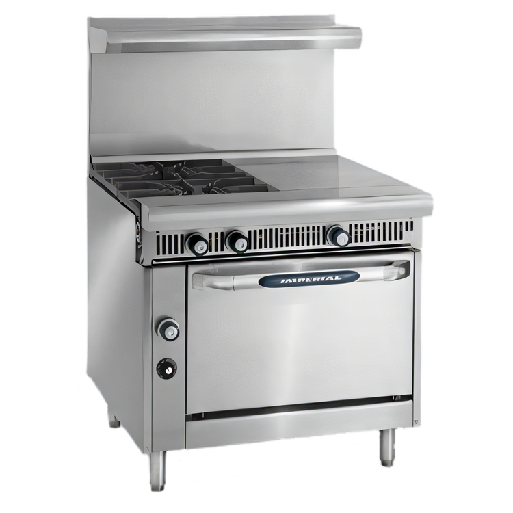Product image #1 for Imperial Spec Series 36" Gas Heavy Duty Range with 2 Open Burners, 2 Hot Tops, and Standard Oven