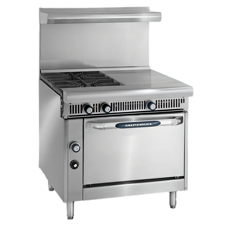 Product image #1 for Imperial Spec Series 36" Gas Heavy Duty Range with 2 Open Burners, 2 Hot Tops, and Standard Oven