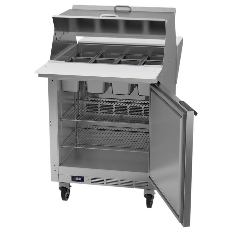 Product image #2 for Beverage-Air Dual-Sided Mega Top Refrigerated Sandwich Prep Table, 27-Inch, 1-Section, 12-Pan