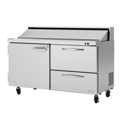 Product image #2 for Turbo Air PRO Series 60-Inch Two-Section Refrigerated Sandwich/Salad Prep Table with 16-Pan Top, 1 Door, and 2 Drawers