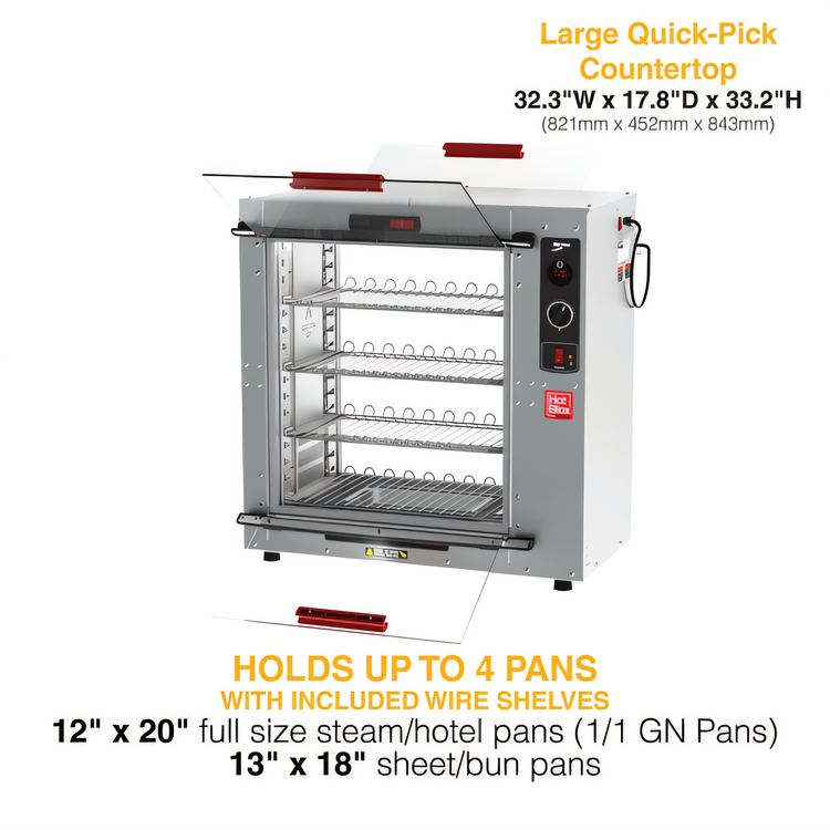 Product image #2 for Metro HotBlox Xpress S8 Pass-Thru Countertop Heated Holding Cabinet with Clear Flip Doors and Thermostatic Controls