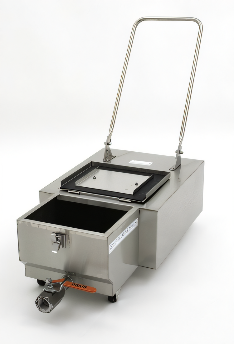 Product image #2 for Stainless Steel Fryer Oil Cleaning Disposal Caddy, 13.14-Gallon Capacity