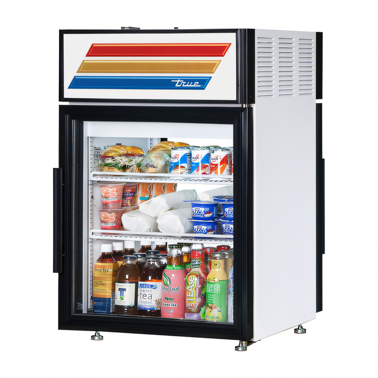 Product image #2 for True Countertop Pass-Thru Glass Door Merchandiser Refrigerator, Black